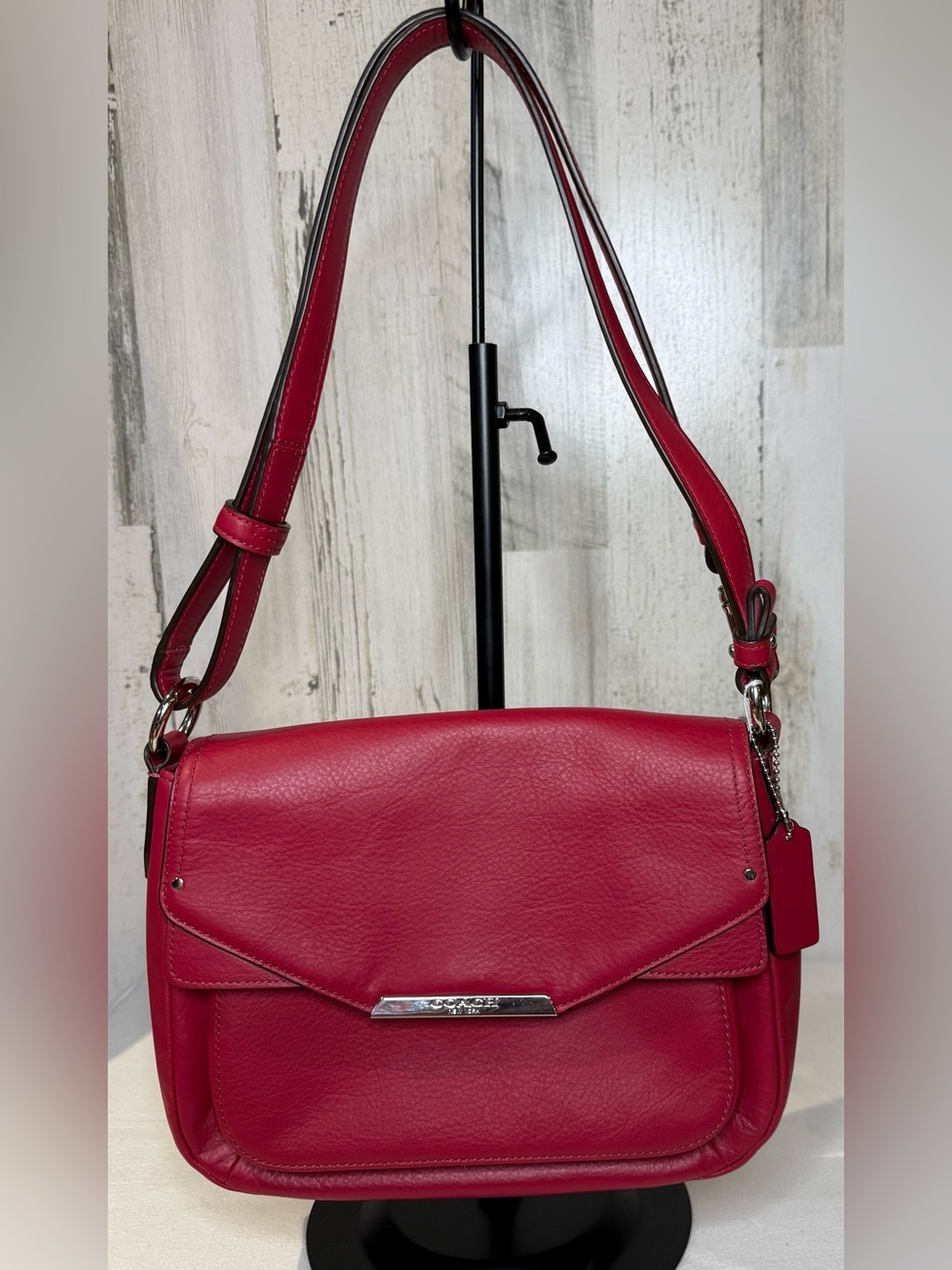 Coach Taylor Red Leather Shoulder/Crossbody Bag 2014 31844